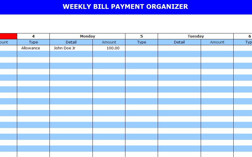 Bill Calendar Template from exceltemplates.net