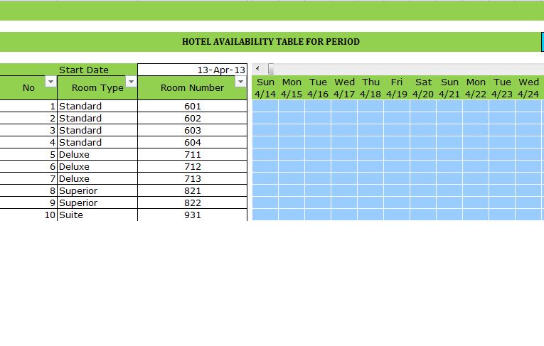 Screenshot of the Hotel Reservation Template