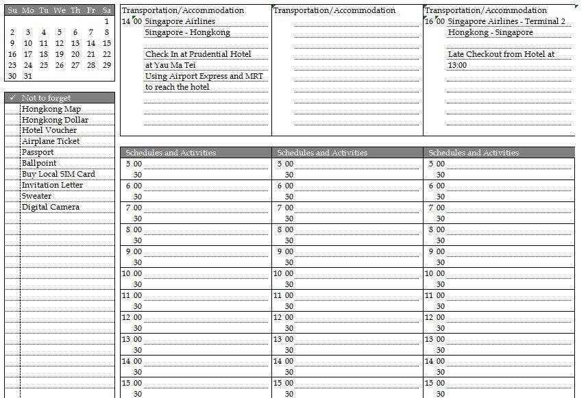 Vacation Itinerary Planner Template from exceltemplates.net