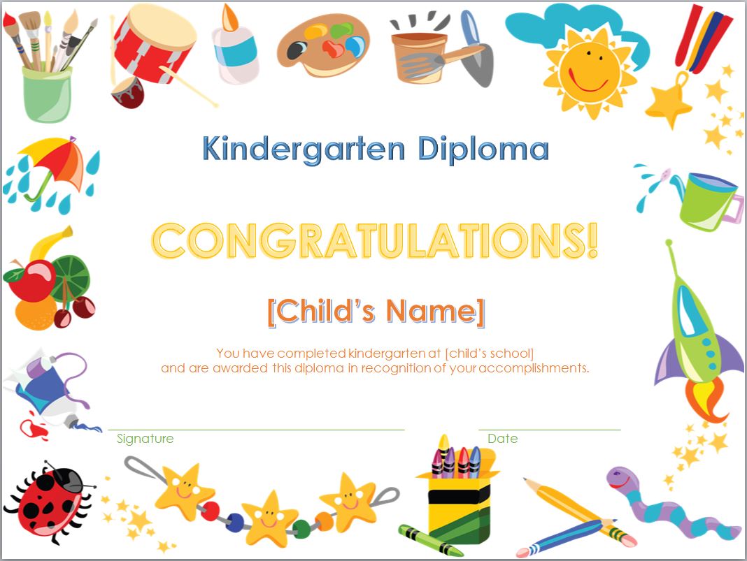 Kindergarten Diploma Template  Pre K Diploma Template For Preschool Graduation Certificate Template Free
