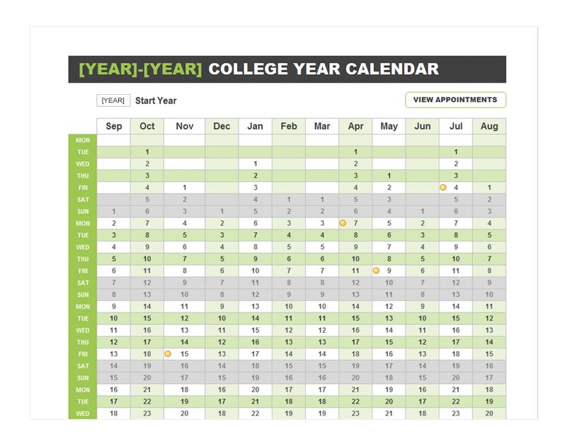 College Year Planner Template