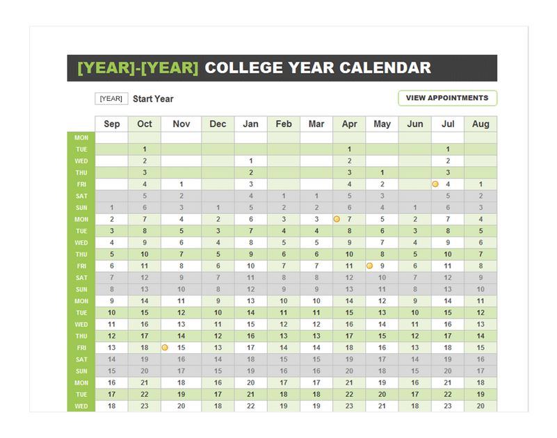 College Year Planner College Year Planner Template