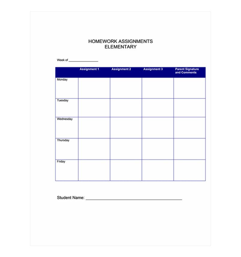 Free homework tracker template