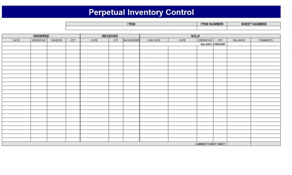 Free inventory control template