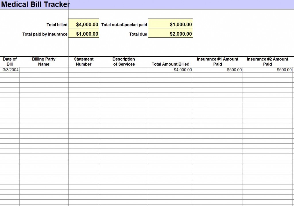 bill management excel template