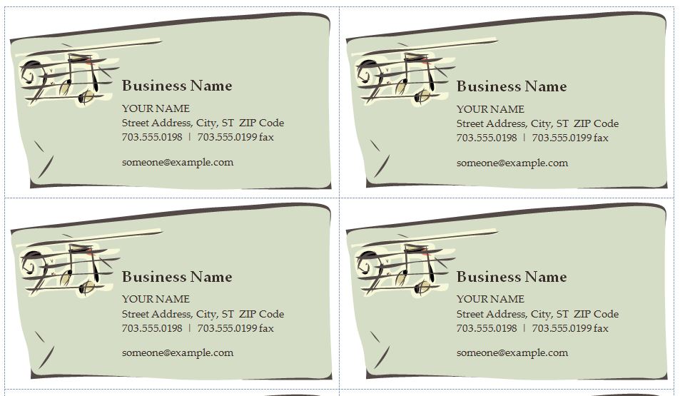 Free Music Business Cards