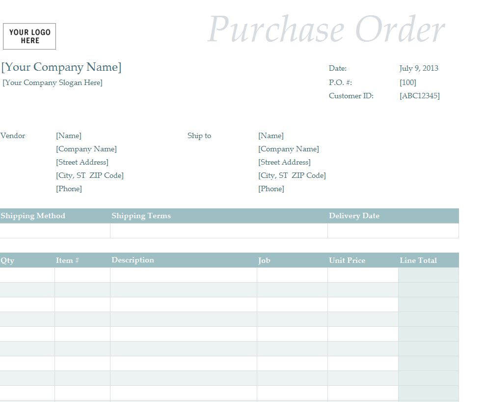 The Purchase Order Template