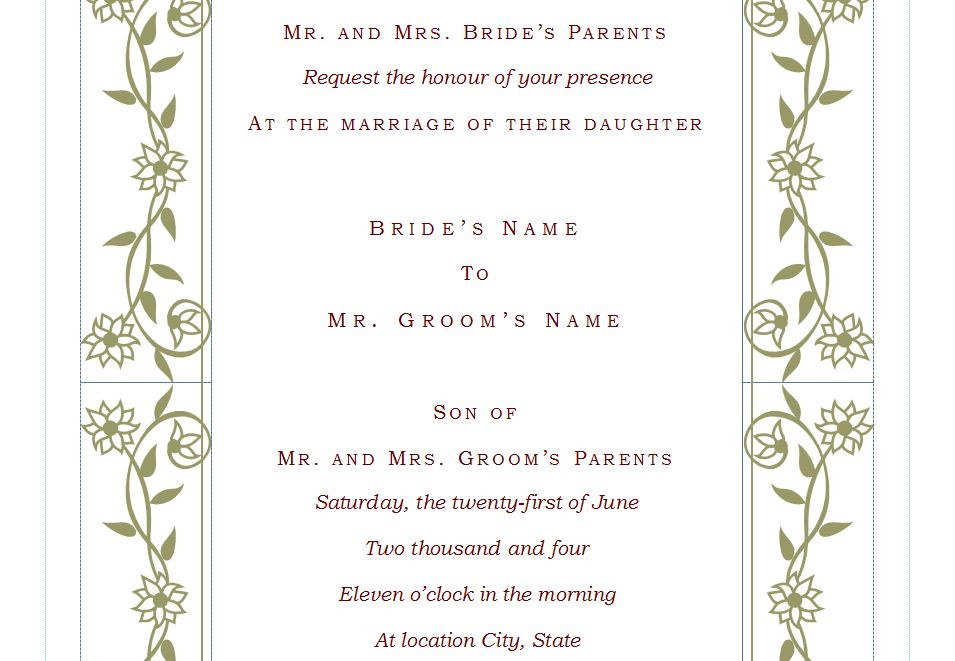 wedding invitation templates free download word