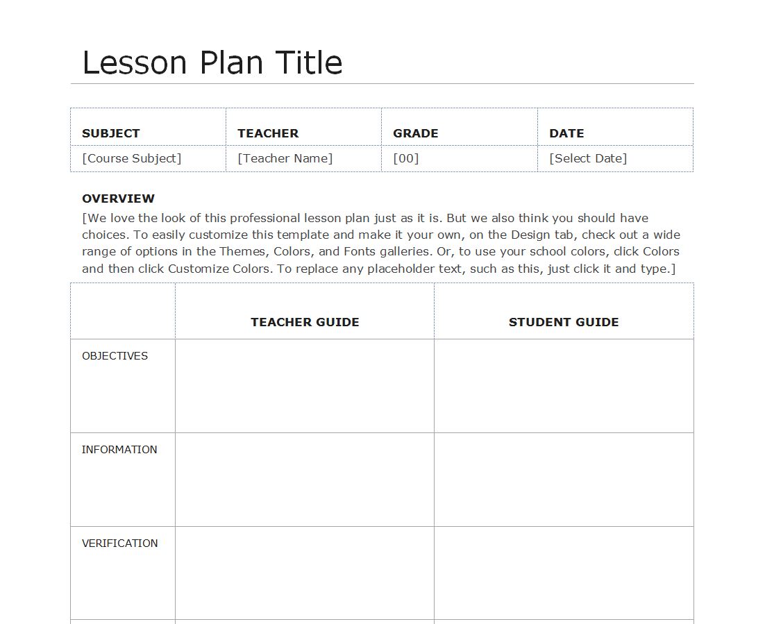 Free blank daily lesson plan template