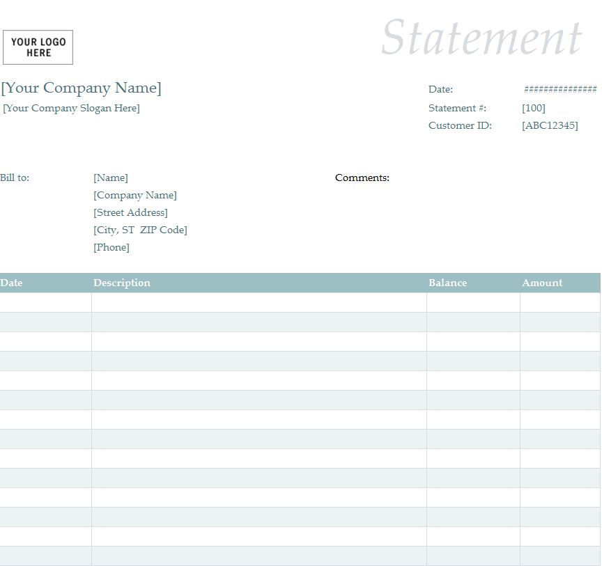Account Statement Template from exceltemplates.net