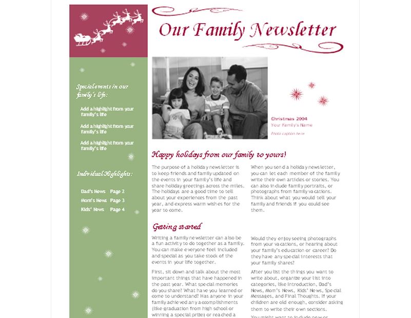 Christmas Newsletter Template Christmas Newsletter