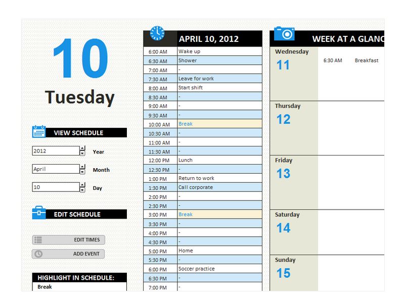 Free Daily Work Schedule