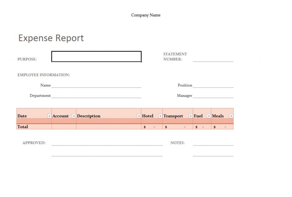 excel template expense report