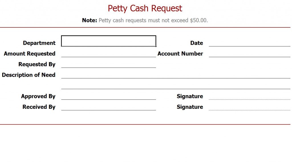 Free Petty Cash Request Form