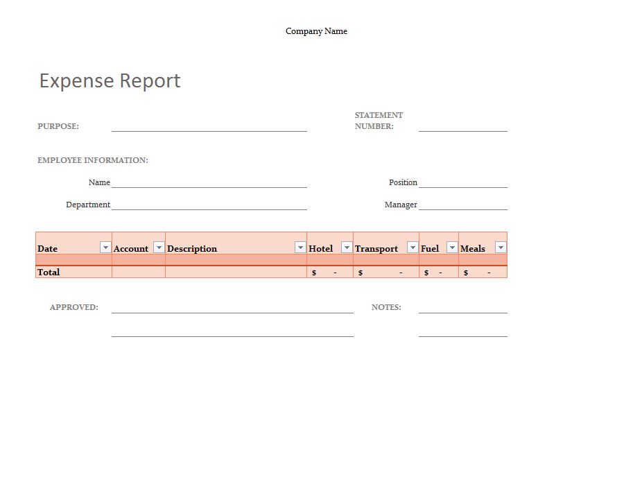 simple expense report template