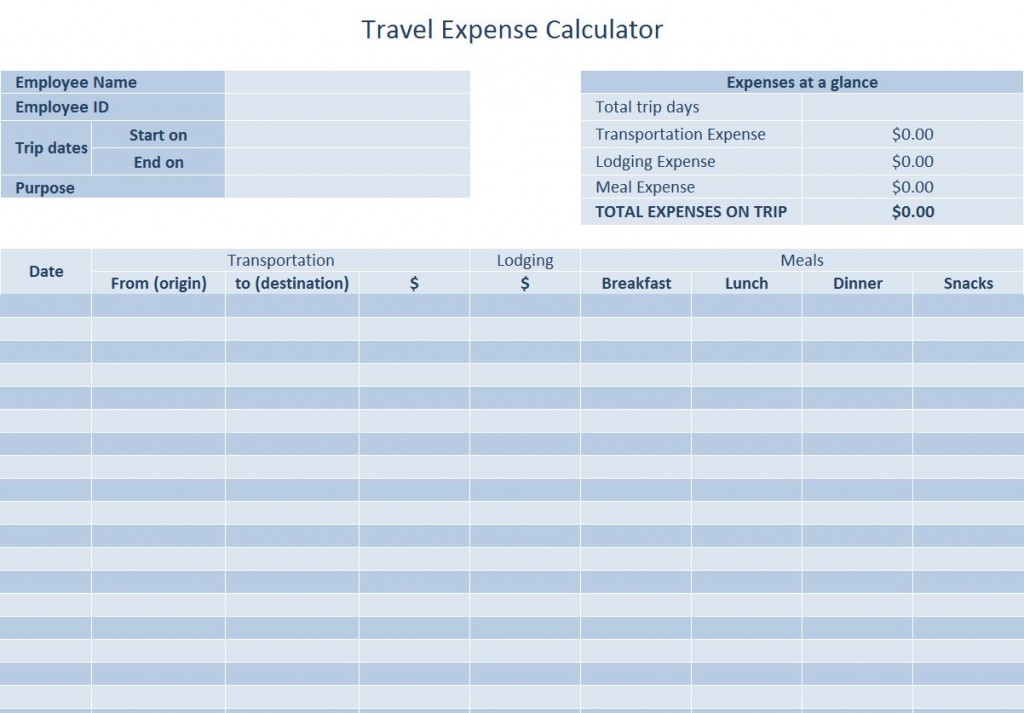 Excel Travel Template from exceltemplates.net