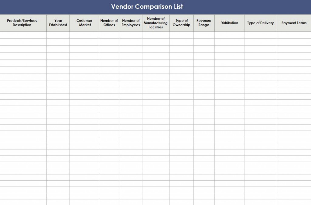 Free Vendor Comparison Template