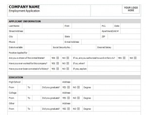 Application for Employment Template Free