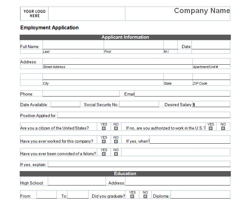 Basic Job Application Basic Job Application Form 5407