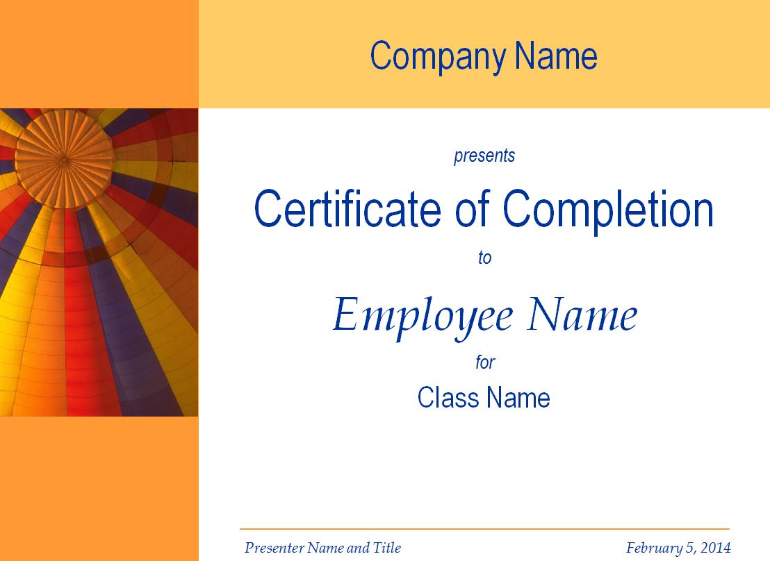 certificate of training completion
