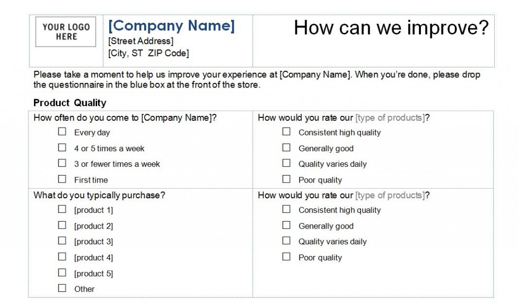 customer feedback survey template