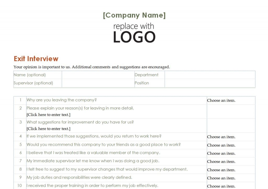 Employee Exit Interview Template