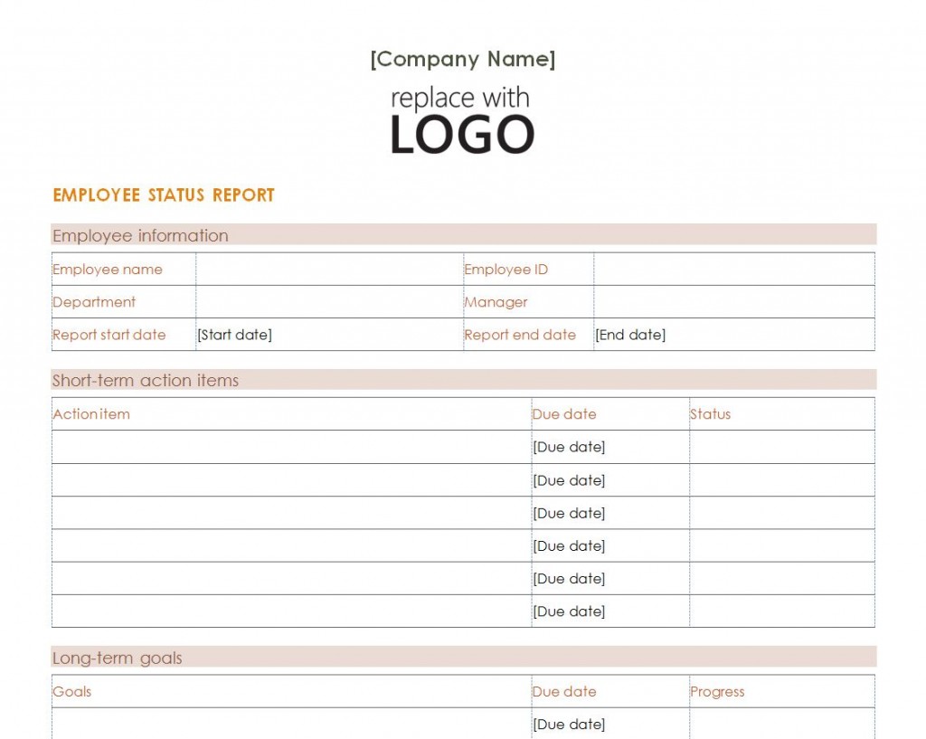 Free Employee Status Report