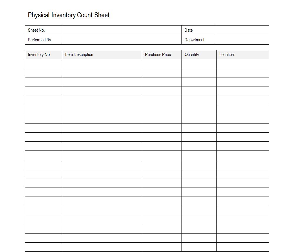 Printable Inventory Count Sheet