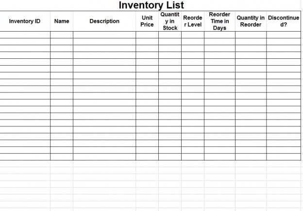 msds inventory sheet template
