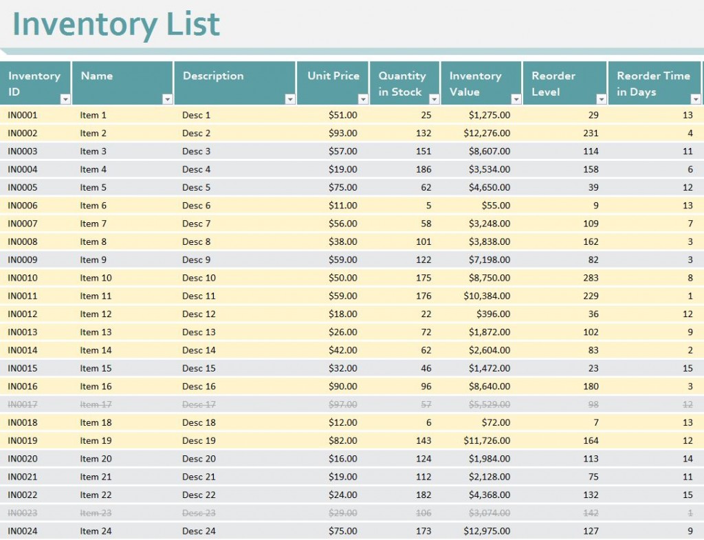 Inventory Template Excel Inventory Template Riset
