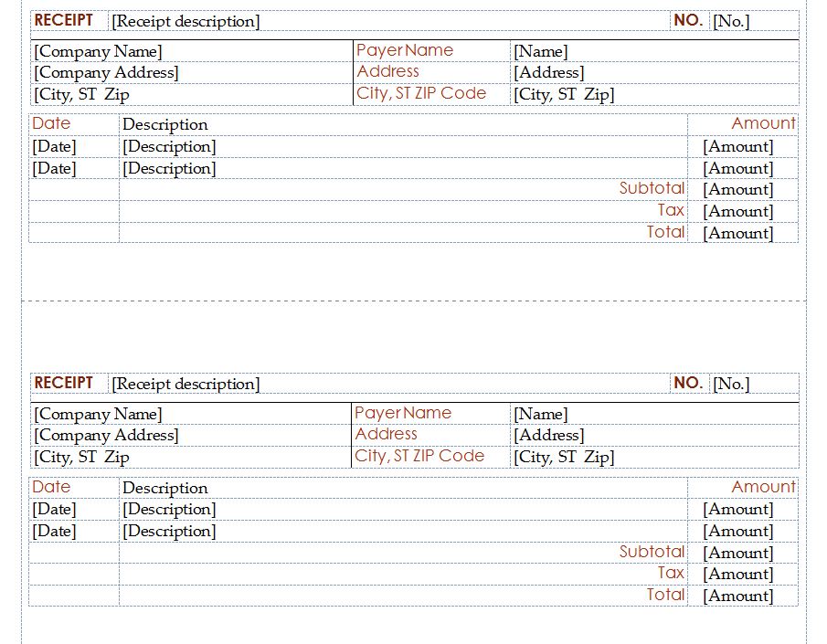 Printable Rent Receipt Template