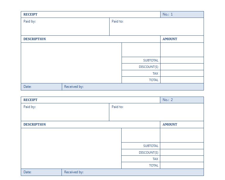 Receipt Template Microsoft Word Free