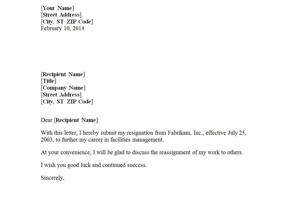 Heartfelt Resignation Letter Example from exceltemplates.net