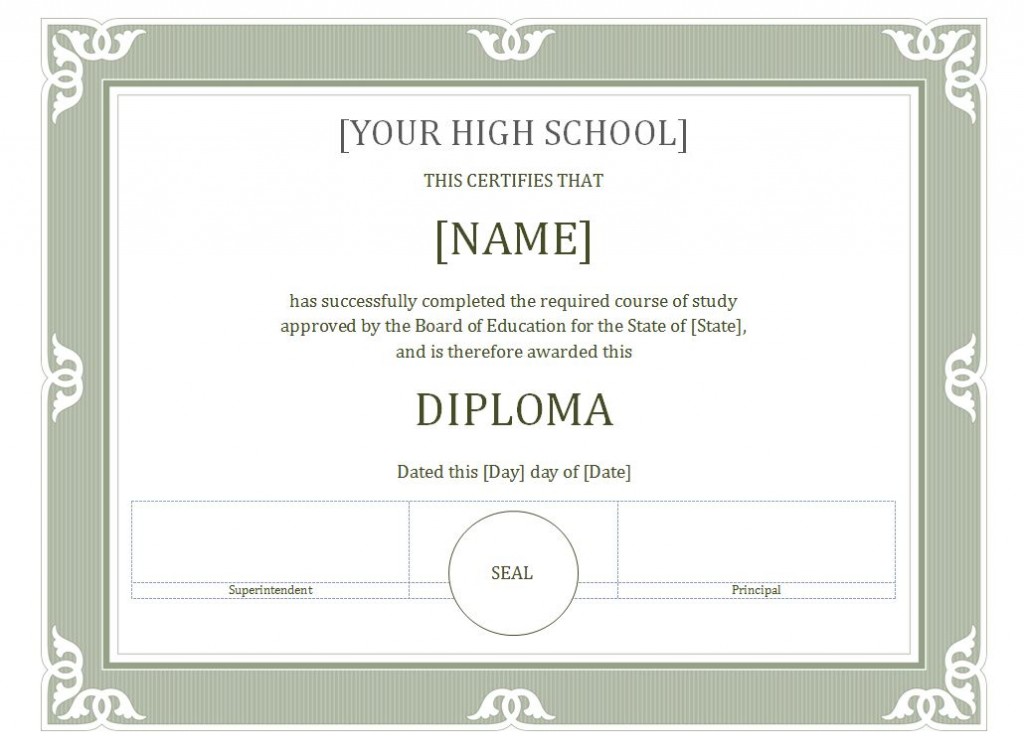 Free Diploma Certificate Template