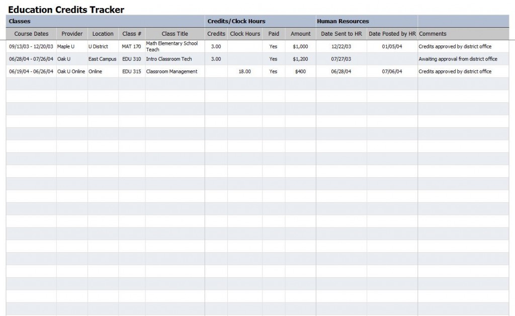 Free Education Credits Tracker