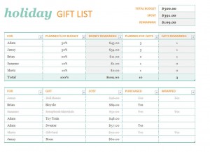 Free Holiday Gift List Template