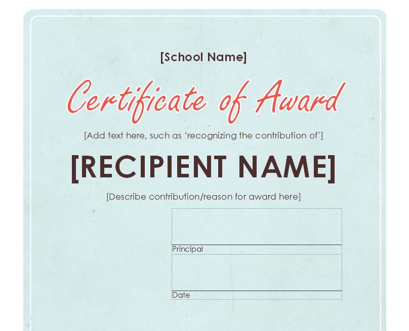 Free School Award Template