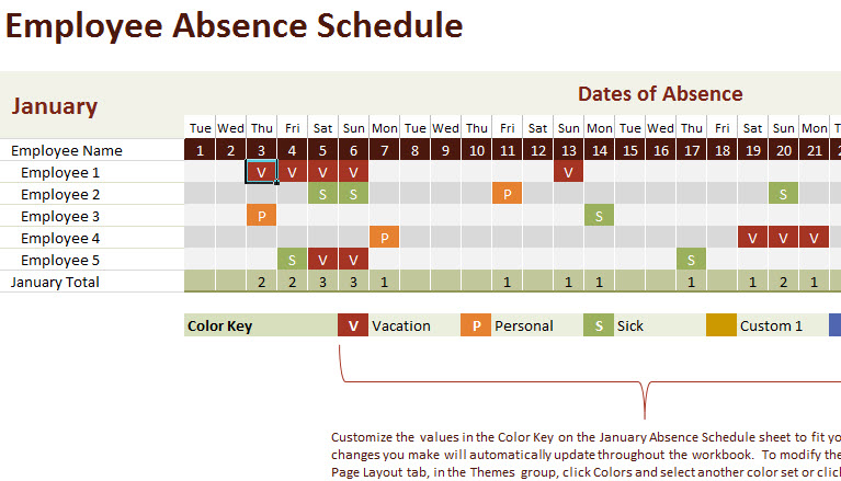 Employee Absence Schedule