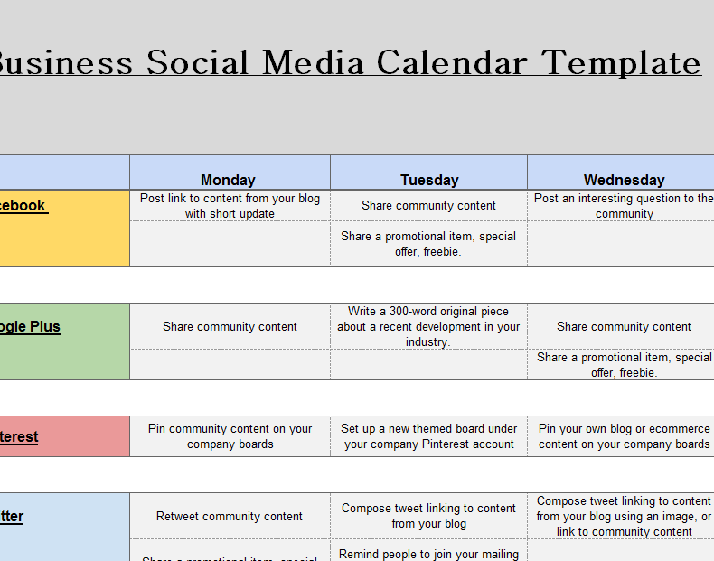 2016 Social Media Business Calendar