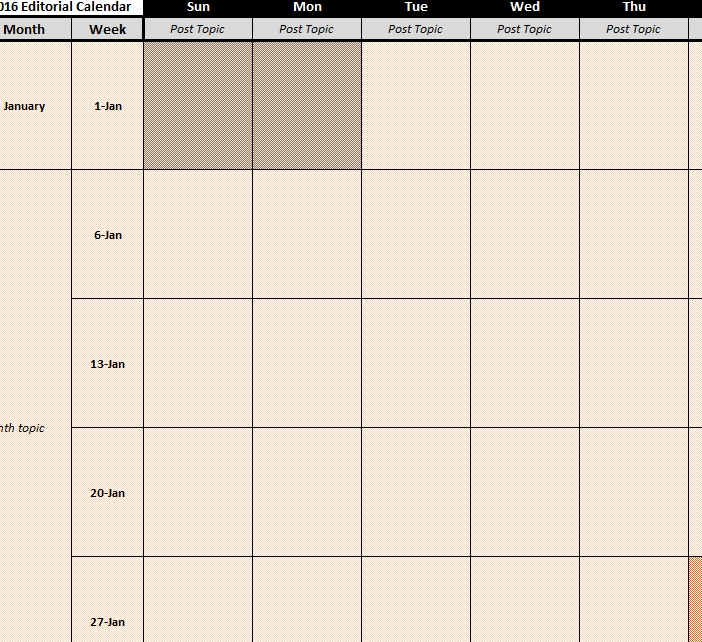 2016 Yearly Social Media Calendar