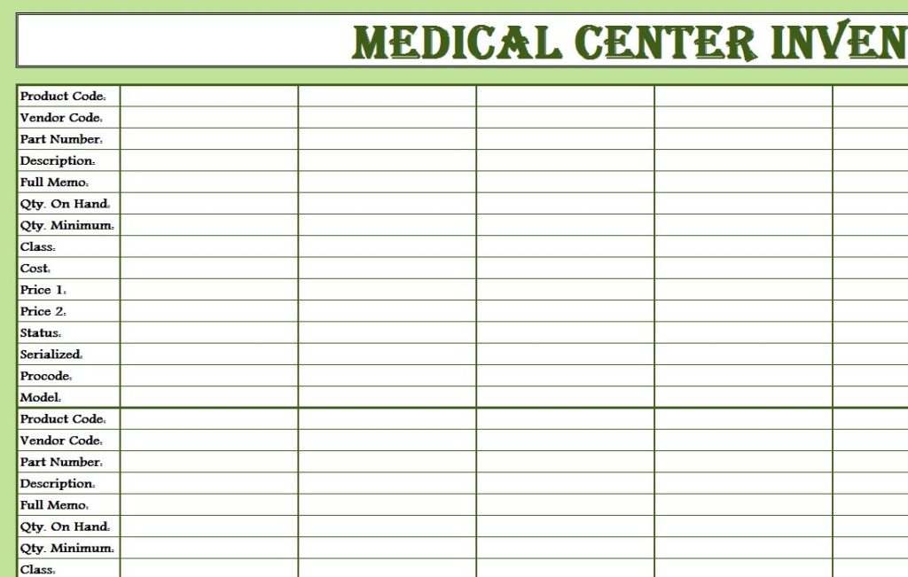medical inventory list template