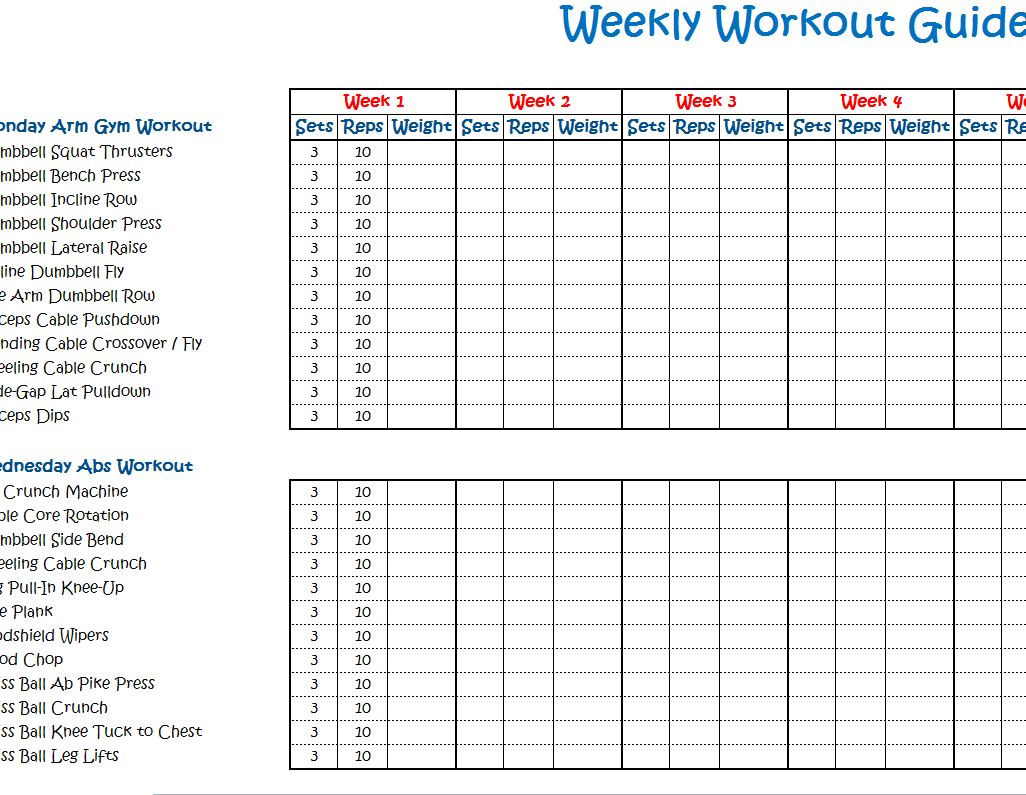 Weekly Workout Schedule Inside Blank Workout Schedule Template