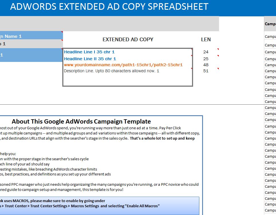 Google Ads Campaign Planning And Optimization Template