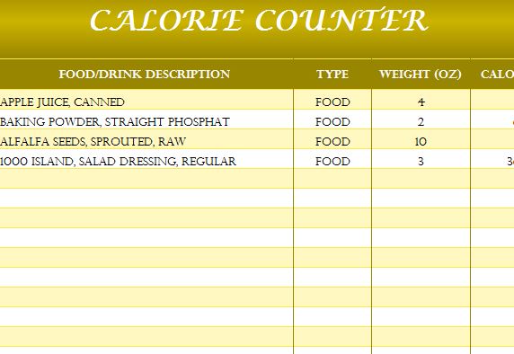 Calorie Counter Template