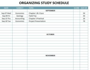 Organizing Study Schedule