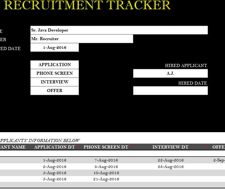 Recruitment Tracker Sheet