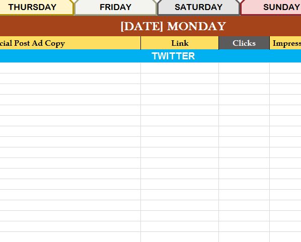 Social Media Content Calendar