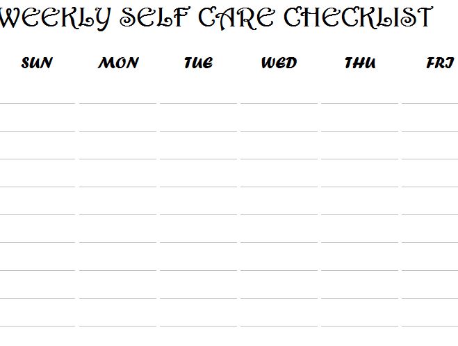 Weekly Self Care Checklist