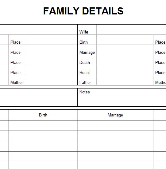 Family Medical Details Template