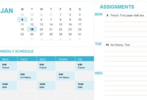 Student Calendar Template
